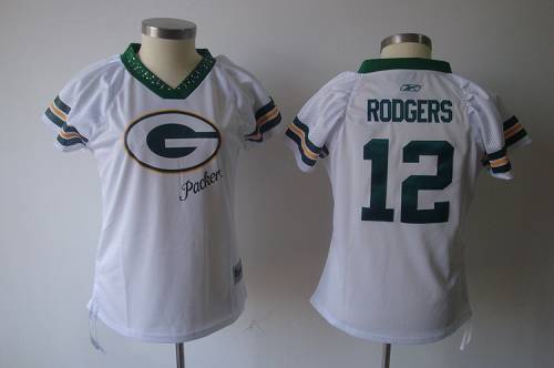 Packers #12 Aaron Rodgers White 2011 Women's Field Flirt Stitched NFL Jersey